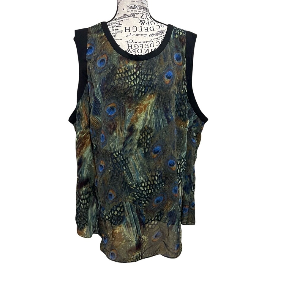 Investments Peacock Feather Print Tank Top